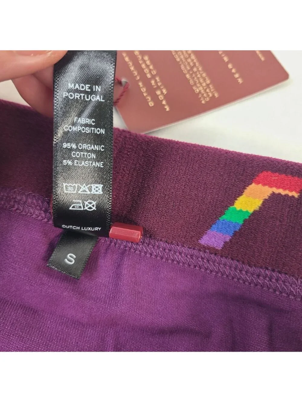 LVW Dutch Luxury Purple Briefs With Rainbow Waistband Organic Cotton Sz Small